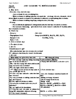 Bài giảng Tiết 37: Axit cacbonic và muối cacbonat (tiết 15)