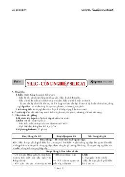 Bài giảng Tiết 38: Silic - Công nghiệp silicat (tiếp theo)