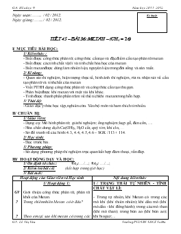 Bài giảng Tiết 45 – Bài 36: Metan – (ch4 = 16)