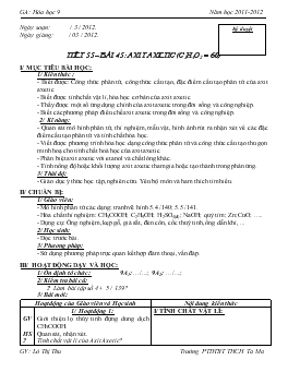 Bài giảng Tiết 55 – Bài 45: Axit axetic (c2h4o2 = 60)