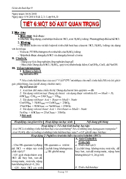 Bài giảng Tiết 6: Một số axit quan trọng (tiếp theo)