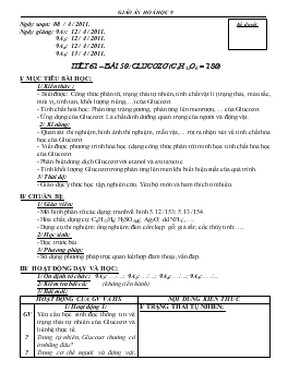 Bài giảng Tiết 61 – Bài 50: Glucozơ (c6h12o6 = 180)