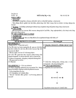 Bài giảng Tuần 23 - Tiết 45: Mêtan