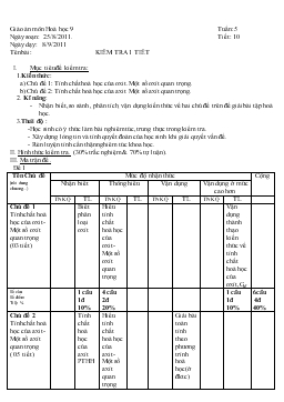 Bài giảng Tuần 5 - Tiết 10: Kiểm tra 1 tiết (tiết 3)