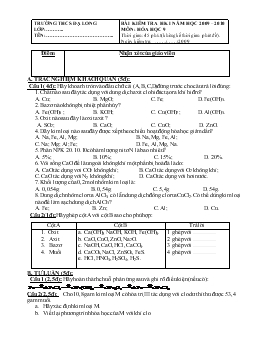 Bài kiểm tra học kì I năm học 2009 – 2010 môn: hóa học 9 thời gian: 45 phút (tiếp)