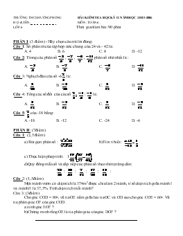 Bài kiểm tra học kỳ II năm học 2005-2006 môn: toán 6 . lớp 6 thời gian làm bài: 90 phút