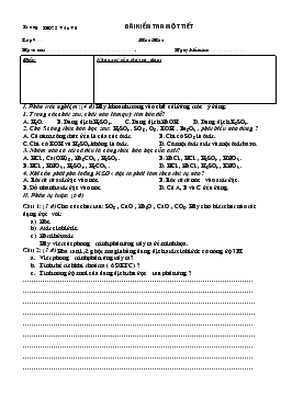 Bài kiểm tra một tiết lớp 9 môn: hóa