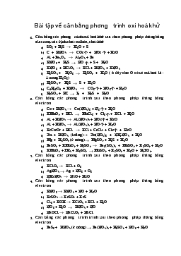 Bài tập về cân bằng phương trình oxi hoá khử