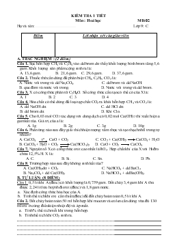 Đề 2 Kiểm tra 1 tiết môn : hoá học