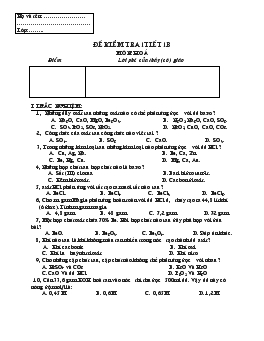 Đề kiểm tra 1tiết 1b môn: hoá