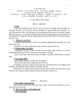 Đề tài Rèn luyện kỹ năng khi giải bài tập hoá học 9 dạng xác định công thức phân tử của hợp chất hữu cơ trong môn hóa