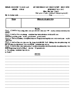 Đề thi kháo sát chất lượng học kì II năm học 2011-2012 môn: hoá học - lớp 9