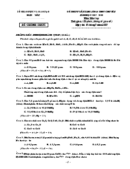 Đề thi tuyển sinh lớp 10  chuyên năm học 2007 - 2008 môn: hoá học thời gian: 150 phút