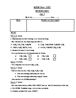 Kiểm tra 1 tiết môn: hóa học khối lớp: 9