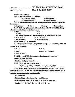 Kiểm tra 1 tiết số 2 - Đề 1 môn: hoá học lớp 9