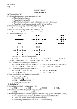 Kiểm tra 45 phút môn: hóa học 9 (tiếp theo)