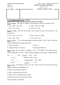 Kiểm tra định kỳ hóa 9 tiết 11