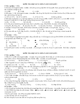 Kiểm tra học kỳ II Hóa 9 (2011- 2012) đề 1