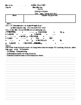 Kiểm tra viết môn hóa học tiết 53 thời gian 45 phút