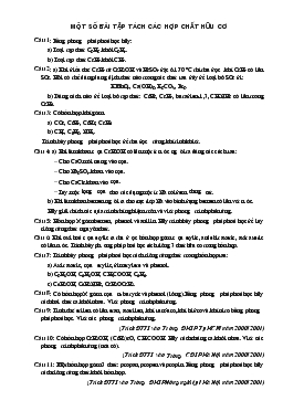 Một số bài tập tách các hợp chất hữu cơ