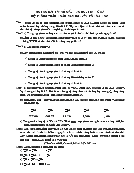 Một số bài tập về cấu tạo nguyên tử và hệ thống tuần hoàn các nguyên tố hóa học