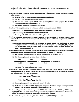 Một số câu hỏi lí thuyết về anđehit và axit cacbonxylic
