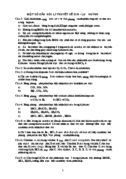 Một số câu hỏi lí thuyết về oxi - Lưu huỳnh