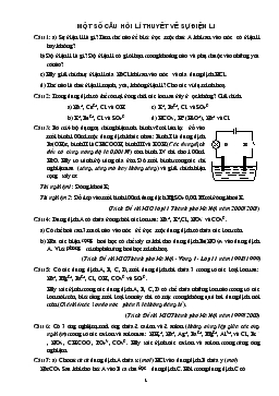 Một số câu hỏi lí thuyết về sự điện li