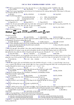 114 câu trắc nghiệm về andehit - Xeton – axit
