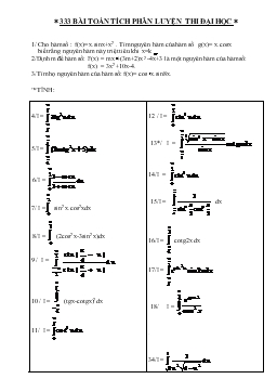 333 bài toán tích phân luyện thi đại học