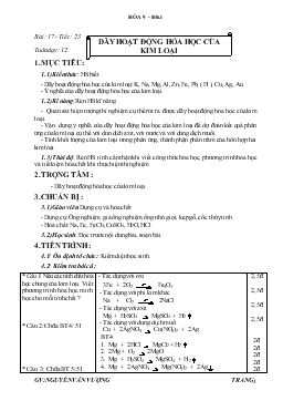 Bài giảng Bài 17 - Tiết 23 - Tuần 12: Dãy hoạt động hóa học của kim loại