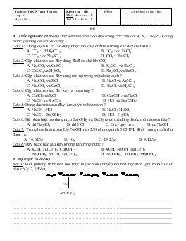 Bài giảng Kiểm tra 1 tiết môn: hoá học – 9 tiết 21 – tuần 11 (tiếp)