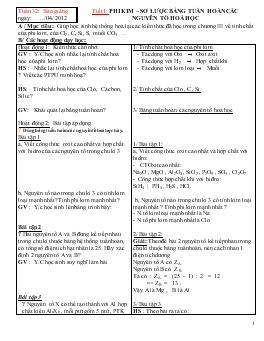 Bài giảng Tiết 1: Phi kim – sơ lược bảng tuần hoàn các nguyên tố hoá học