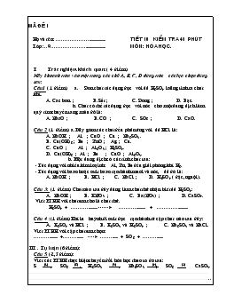 Bài giảng Tiết 10 kiểm tra 45 phút ôn: hóa học