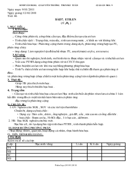 Bài giảng Tiết: 46 - Bài 37: Etilen ( c2h4 ) (tiếp)