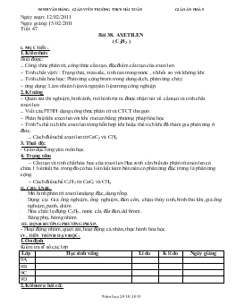 Bài giảng Tiết: 47 - Bài 38: Axetilen ( c2h2 ) (tiết 2)