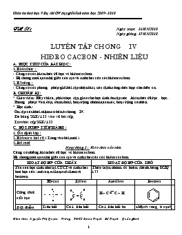 Bài giảng Tiết 51: Luyện tập chương IV: Hiđro cacbon - Nhiên liệu