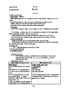 Bài giảng Tiết 56 - Bài 40: Ancol