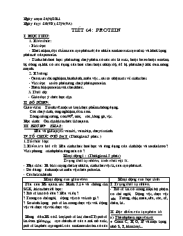 Bài giảng Tiết 64: Protein (tiết 2)
