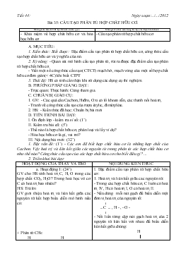 Bài giảng Tietes 44 - Bài 35: Cấu tạo phân tủ hợp chất hữu cơ