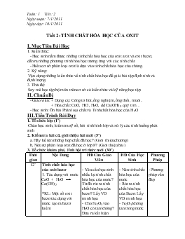 Bài giảng Tuần 1 - Tiết 2: Tính chất hóa học của oxit (tiếp)