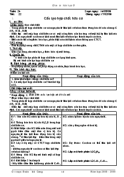 Bài giảng Tuần 24 - Tiết 22: Cấu tạo hợp chất hữu cơ