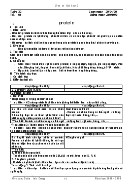 Bài giảng Tuần 32 - Tiết 64: Protein