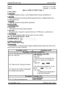 Bài giảng Tuần 8 - Tiết 15 - Bài 11: Bài luyện tập 2 (tiết 1)