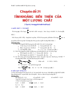 Chuyên đề 21: Tìm khoảng biến thiên của một lượng chất