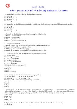 Chuyên đề Bài luyện số 2 cấu tạo nguyên tử và bảng hệ thống tuần hoàn