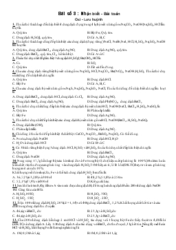 Chuyên đề Bài số 3 : Nhận biết - Bài toán Oxi - Lưu huỳnh