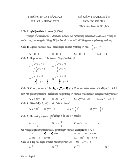 Đề 1 kiểm tra học kỳ 2 môn toán lớp 9 thời gian làm bài: 90 phút (tiếp)