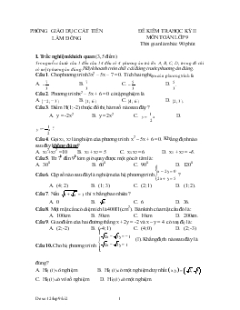 Đề 10 kiểm tra học kỳ II môn toán lớp 9 thời gian làm bài: 90 phút