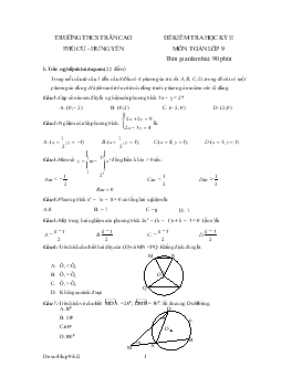 Đề 2 kiểm tra học kỳ II môn toán lớp 9 thời gian làm bài: 90 phút